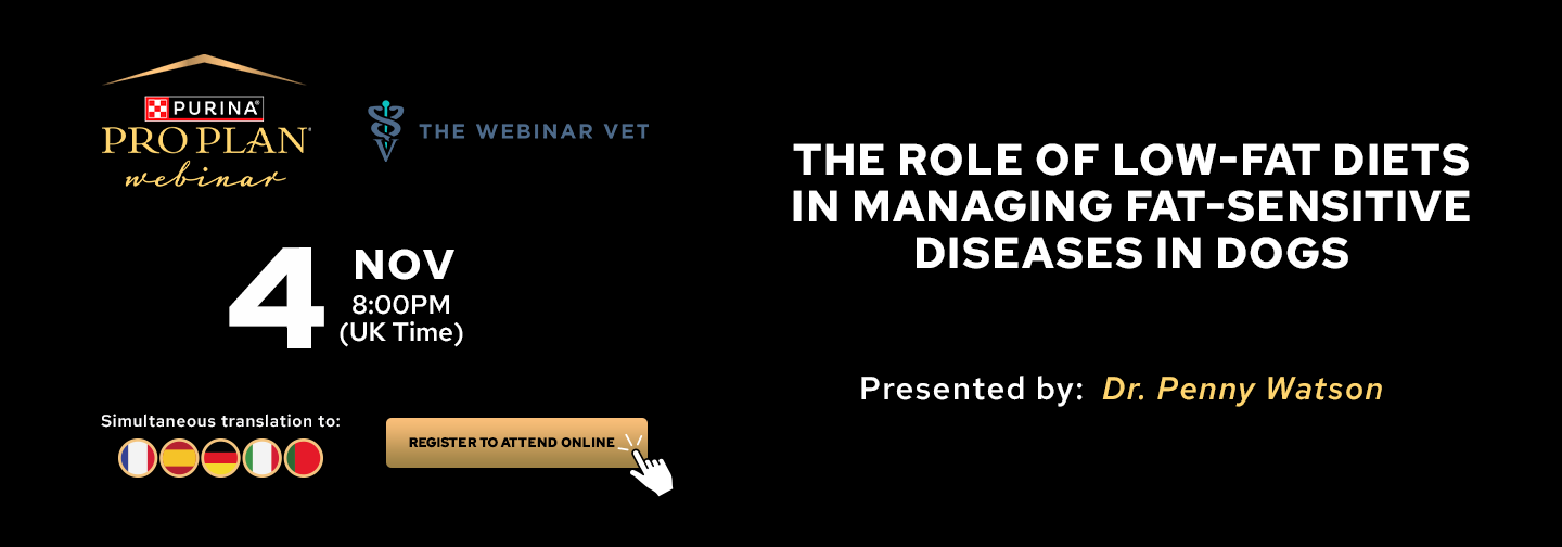 Sign up for the webinar: Low-Fat Diets for Fat-Sensitive Diseases in Dogs
