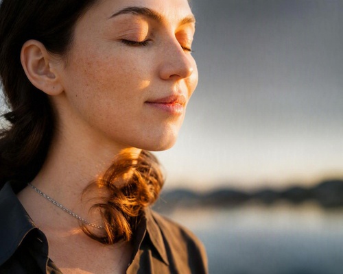 Veterinary professional taking a mindful moment outdoors